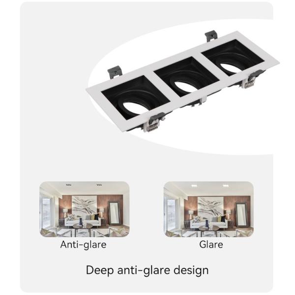 Recessed Spotlight Downlight Frame Triple-head GU10 MR16 Commercial Adjustable