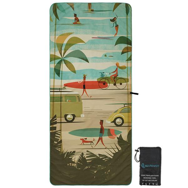 Buy Customized Microfiber Embroidered Beach Towel For Sports Swimming Travel Yoga at wholesale prices