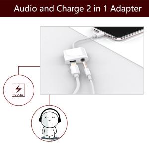 Aux Lightning To 3.5 Mm Headphone Jack Adapter And Charger for Iphone 7 8