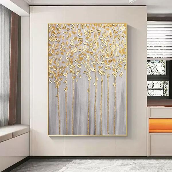 Modern Decoration Salon Posters On The Wall Pure Hand Drawn Abstract Oil Painting On Canvas Gold Foil Picture Medium Oil