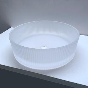 Acid Matt Crystal Glass Wash Basin Vertical Stripes Diecasting Countertop