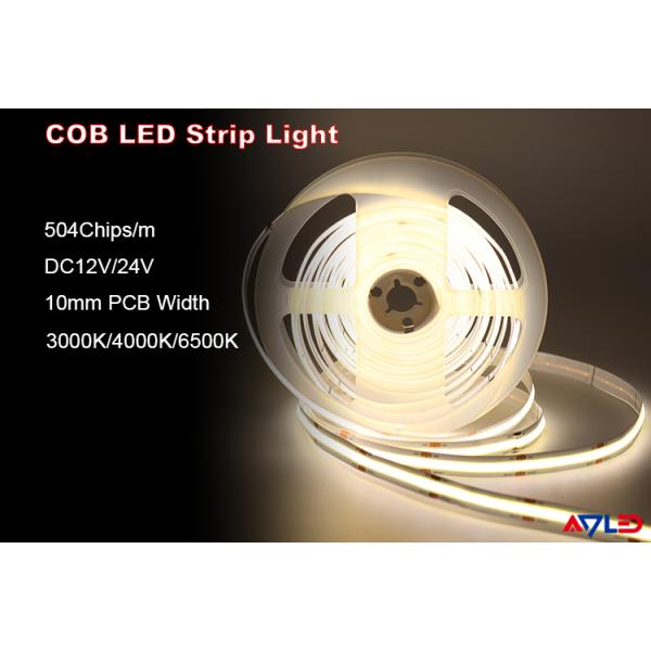 COB LED Strip Lights Bright 504 LEDs/M Natural White 4000K CRI90+ 24V For Cabinet Home