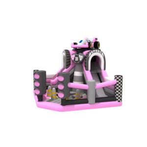 Pvc Tarpaulin Inflatable Fun City Crazy Racing With Purple Slide