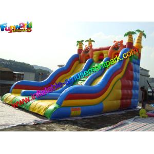 Three Lane Inflatable Bouncers With Slide Hand Printing 8mLx5mWx6mH
