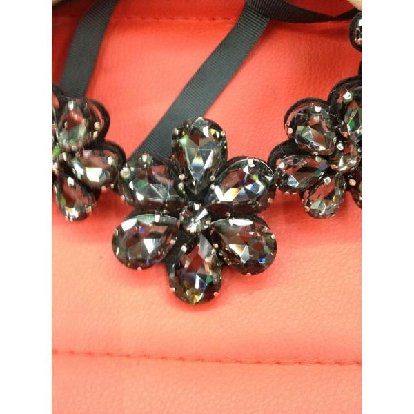 Buy Sensational Crystal Flower Necklace / Black Statement Necklace Crystal Beading at wholesale prices
