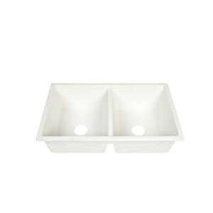 210mm Depth Quartz Stone Kitchen Sink White Two Independent Bowls With Different