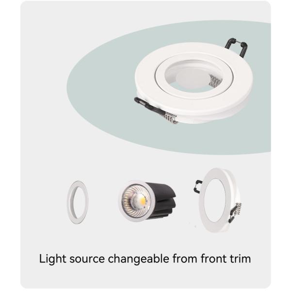 Recessed Downlight Housing MR16 GU10 With 60mm Hole Die-cast Aluminum Round Frame IP44 Spotlight