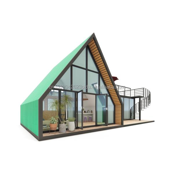 Villa Living or Hotel Elegant Residential Prefab Container House with Aluminum Alloy Windows in Steel Triangle Design