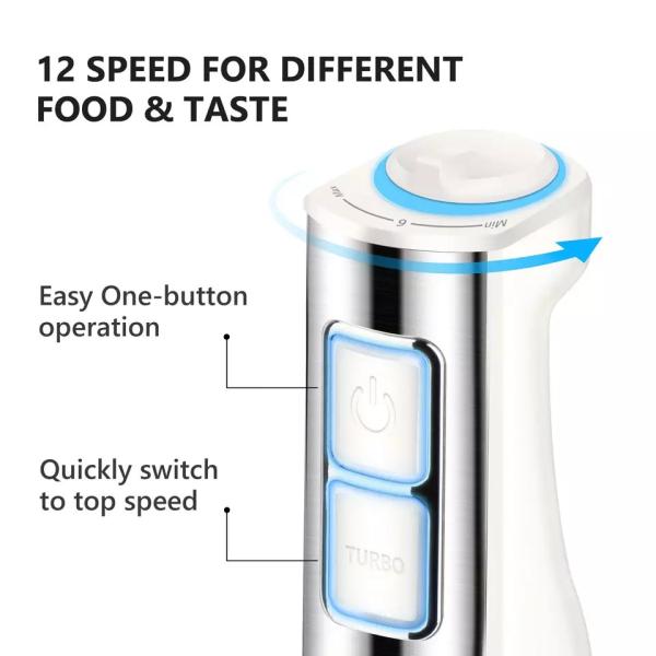 304 Stainless Steel Stick Blender 600W 4 in 1 Hand Blender