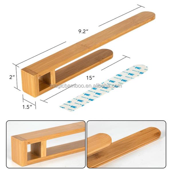 Self Adhesive Bathroom Storage Rack Bamboo Towel Rack Holder No Drilling