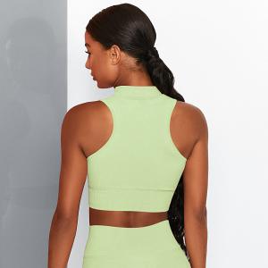 Striped turtleneck sports bra seamless solid color gather yoga lingerie fitness