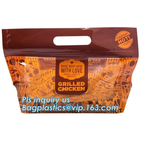 Anti Fog Material Resealabele Plastic Hot Chicken Bag, slide zipper pet