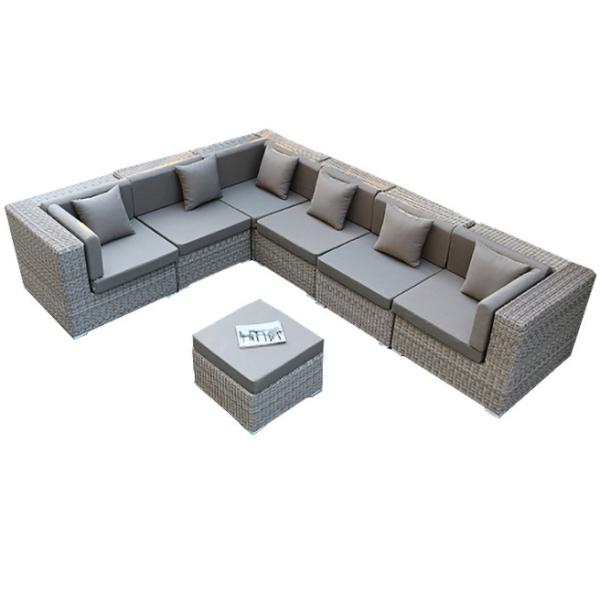 7 PCS L Shaped Garden Rattan Sofa Wicker Indoor Outdoor Rattan Lounge Sofas Set