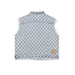 Fall Plaid Denim Sleeveless Men′ S Cardigan Vest