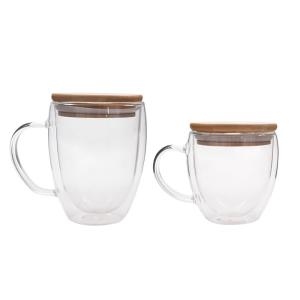 China High Borosilicate Glass Double Insulated Coffee Cups With Handles on sale