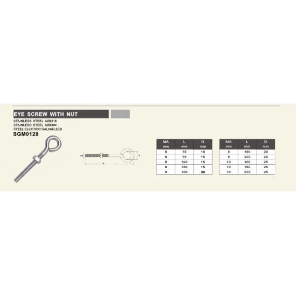 OEM Accepted Stainless Steel Eye Bolt Screw with Nut Benefit