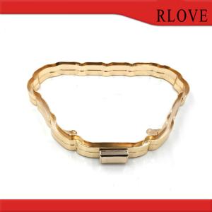 Ladies purse leather product gold color evening bag box metal frame