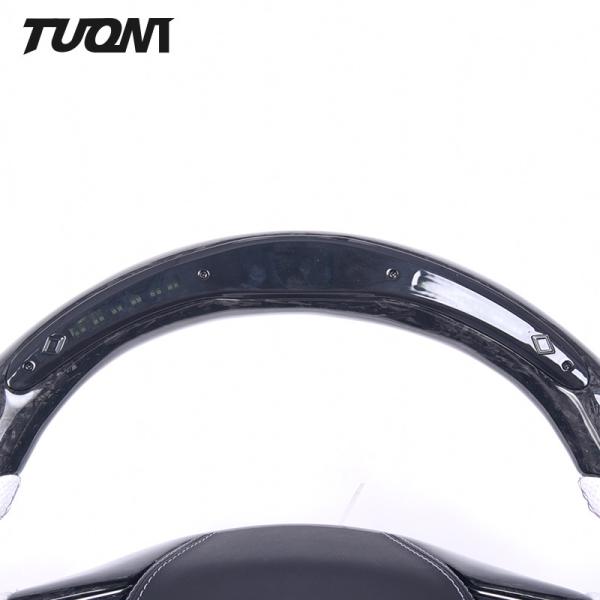 Honda Accord Forged Carbon Fiber Steering Wheel With LED Display White Leather