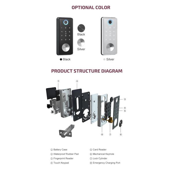 Commercial Wifi Door Lock Work With Alexa EKey IC Card App For Home Hotel Office