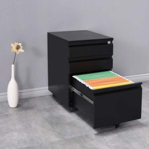 3 Drawer White Metal Under Desk Mobile Pedestal