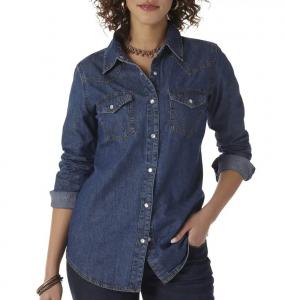 China                  Womens Denim Shirt Long Sleeve Button Down with Pockets Blouses              on sale