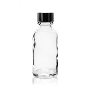 Quality 1 Oz 30ml Durable Clear Boston Round Bottles With Poly Seal Cone Cap for sale