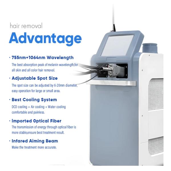 2024 755nm Alexandrite Laser Hair Removal Machine with 15 Inch Color Touch Screen