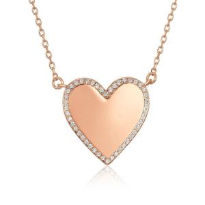 White CZ Heart Necklace 16" Personalised Love Heart Necklace