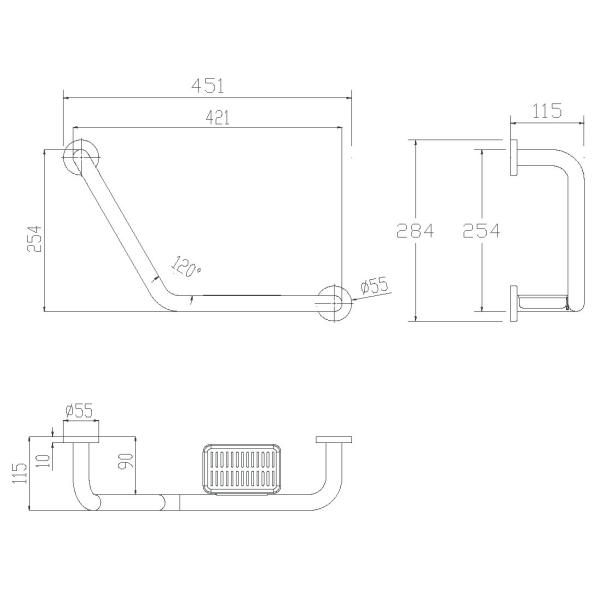 High Quality Stainless Steel 304 Bathroom Brushed Bath Safe Grab Handrail Bar With saop dish