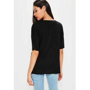 Black Choker Neck Cut Out Clothing T Shirt Women