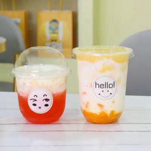 360ml Cold Drink Cup With Lid U Shape Plastic Disposable Cups