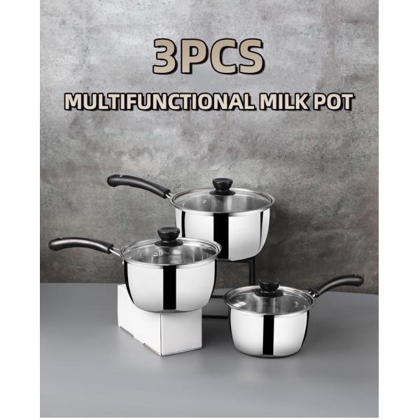 High Quality 6 Pieces Stainless Steel Cooking Pot Sauce Pan Cookware Set Milk Pot Set With Glass Lid