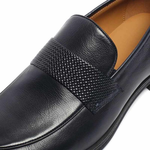 Anti Odor OEM Breathable Mens Leather Dress Shoes Dark Navy