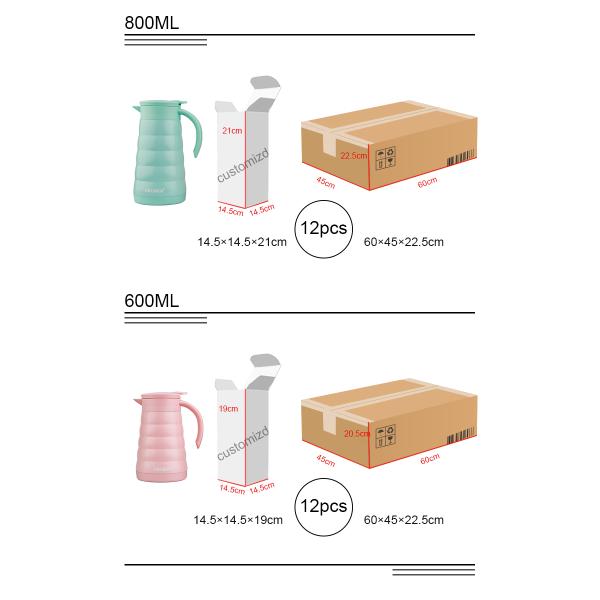 27OZ 800ml Vacuum Coffee Pot Metal Double Wall Stainless Steel Thermo Jug Termos Coffee Jug