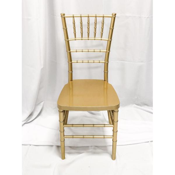 Stacked Chiavari chairs for storage