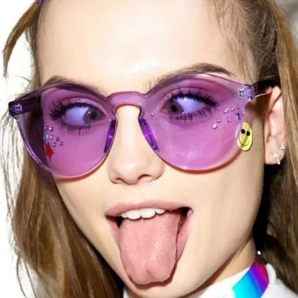 Colorful One Piece Lens Transparent Round Retro Hot Sale Sunglasses