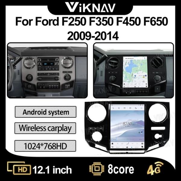 12.1 Inch Touch Screen Stereo For 2009--2014 Ford F450 F650 GPS Navigation Multimedia Player Wireless Carplay BT 4G
