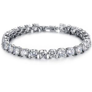Silver Plated Princess Cubic Zironia Tennis Bracelet Women Wedding Jewelry