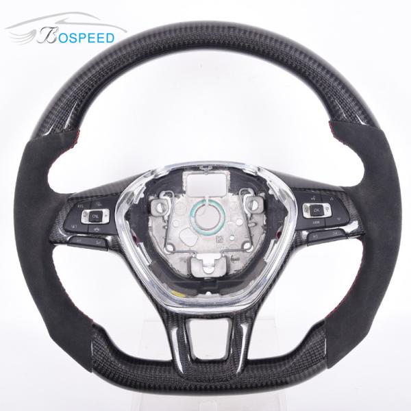 Buy D Shape Alcantara Golf Mk7 Steering Wheel Volkswagen Red Stitch 350mm at wholesale prices