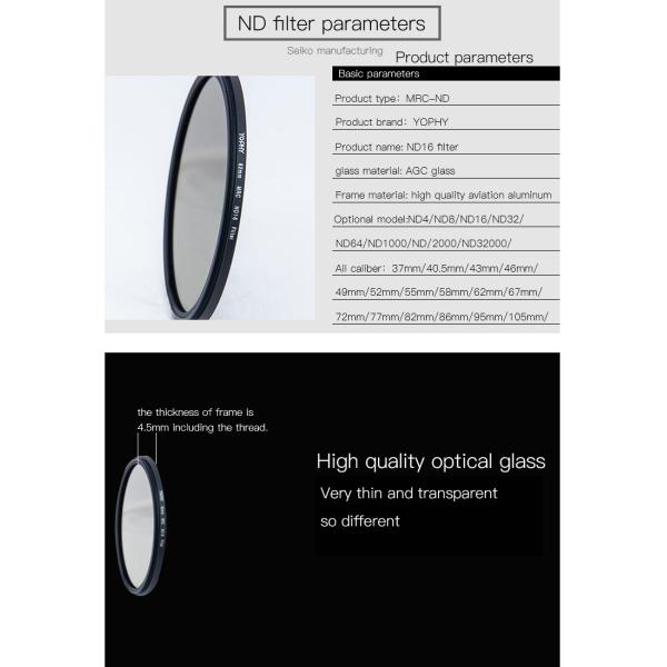 67mm Adjustable Neutral Density Filter ND2-400 ND32-ND4000 nd filter photography