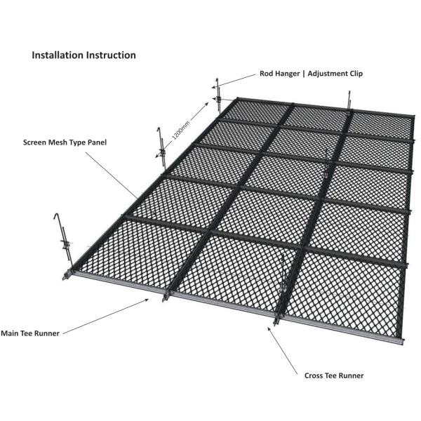 595x595mm Aluminum Metal Ceiling Lay On Screen Mesh Panel