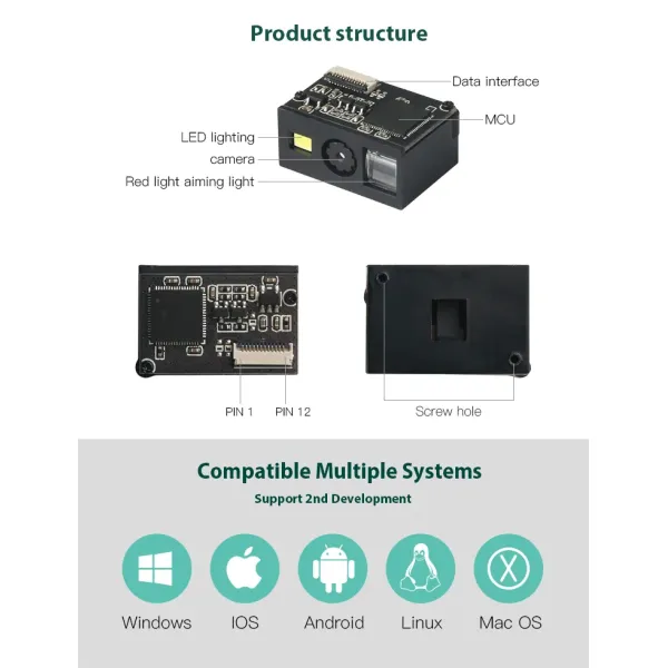 High-Performance 1d 2D Barcode Scanner Embedded CMOS Barcode Scanning Engine Module