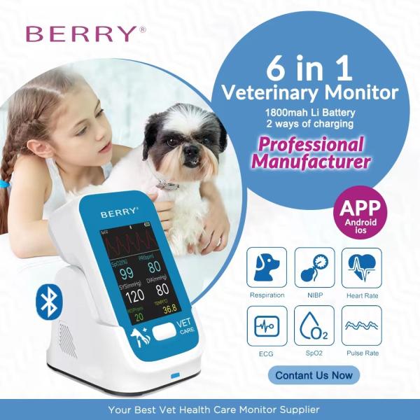 Buy 6 Vital Signs Monitor Surgical Bluetooth Spo2,ECG, NIBP Veterinary Patient Monitors Rechargeable Lithium at wholesale prices