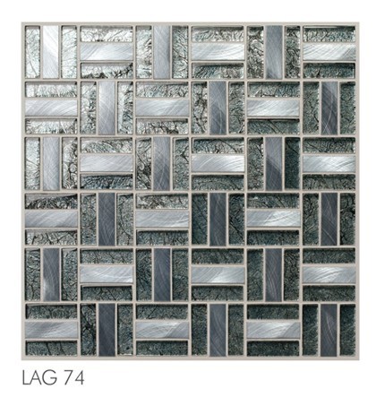 Buy fireplace backsplash tile aluminum mix glass mosaic tile LAG74 at wholesale prices