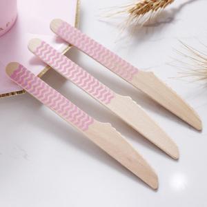 160mm Dinner Cake Pink Wooden Cutlery Utensils For Celebration