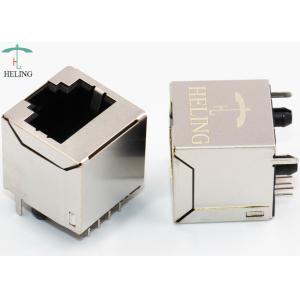 Single Port Shielded SMT RJ45 Connector R / A 50U" Gold Plating Contact Terminal