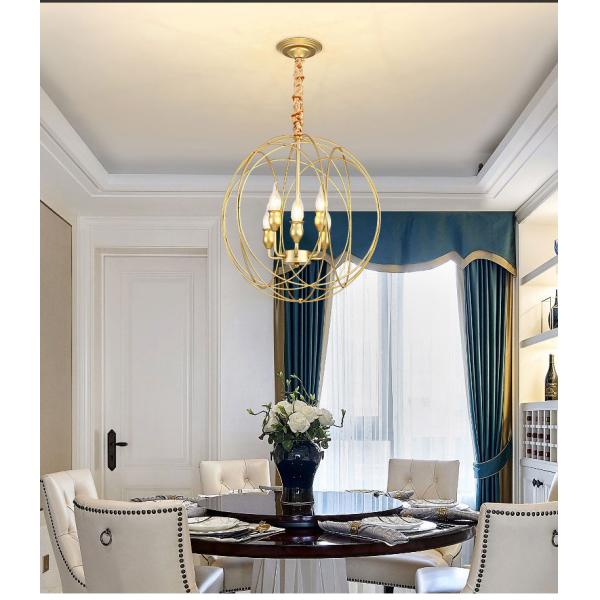 Iron Chandelier Lighting For Bedroom Kitchen E14 LED Modern Gold Black Chandelier(WH-CI-128)