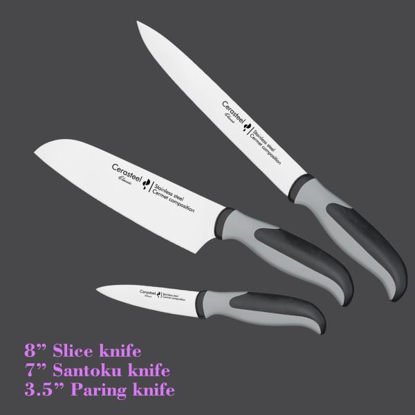 Buy 8”Carving Cerasteel Kitchen Knife Set Robust Design Cermet Alloy at wholesale prices