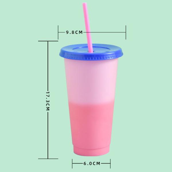 2020 Hot Product New Reusable Color Changing Cold Cup Plastic Coffee tumbler With Straw Set Of 5
