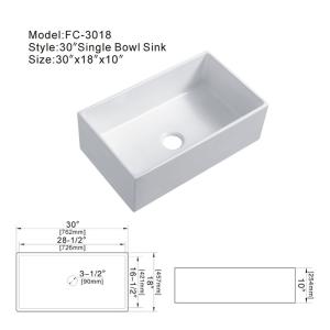 Rectangular Farmhouse Kitchen Sink Gloss White Single Bowl Kitchen Sink
